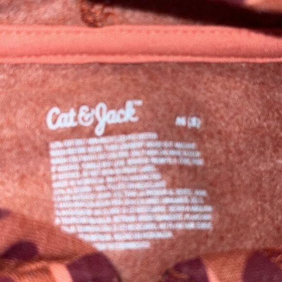 Youth Cat & Jack Hooded Zip-Up Jacket Medium (8) Orange & Purple Heart Print Cot - Picture 4 of 4